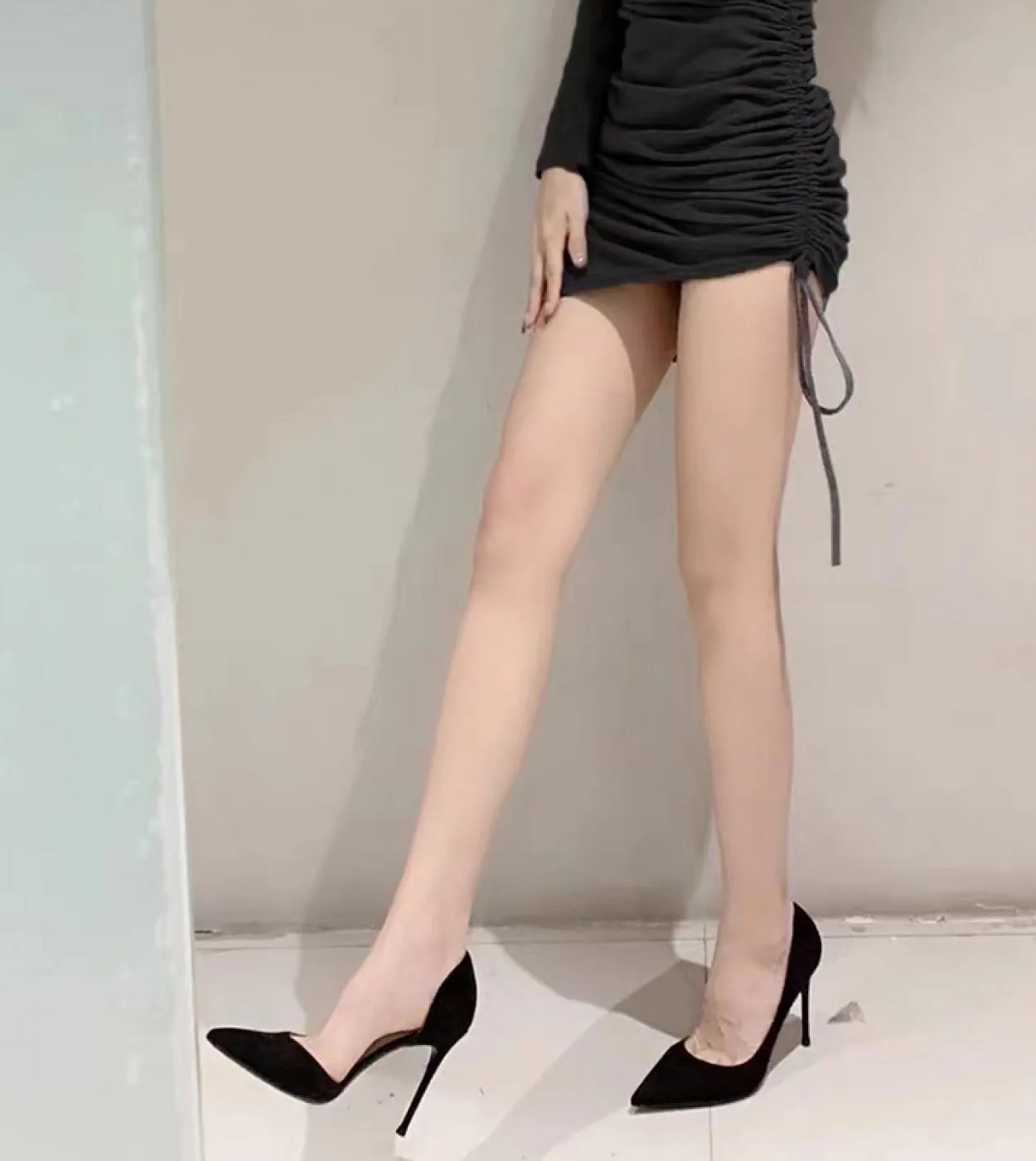 2023 Donna 105cm Tacchi alti Prom Flock Slim Fit Décolleté classici Lady Tacchi a spillo Scarpins Hollow Party Fetish Kwaii S