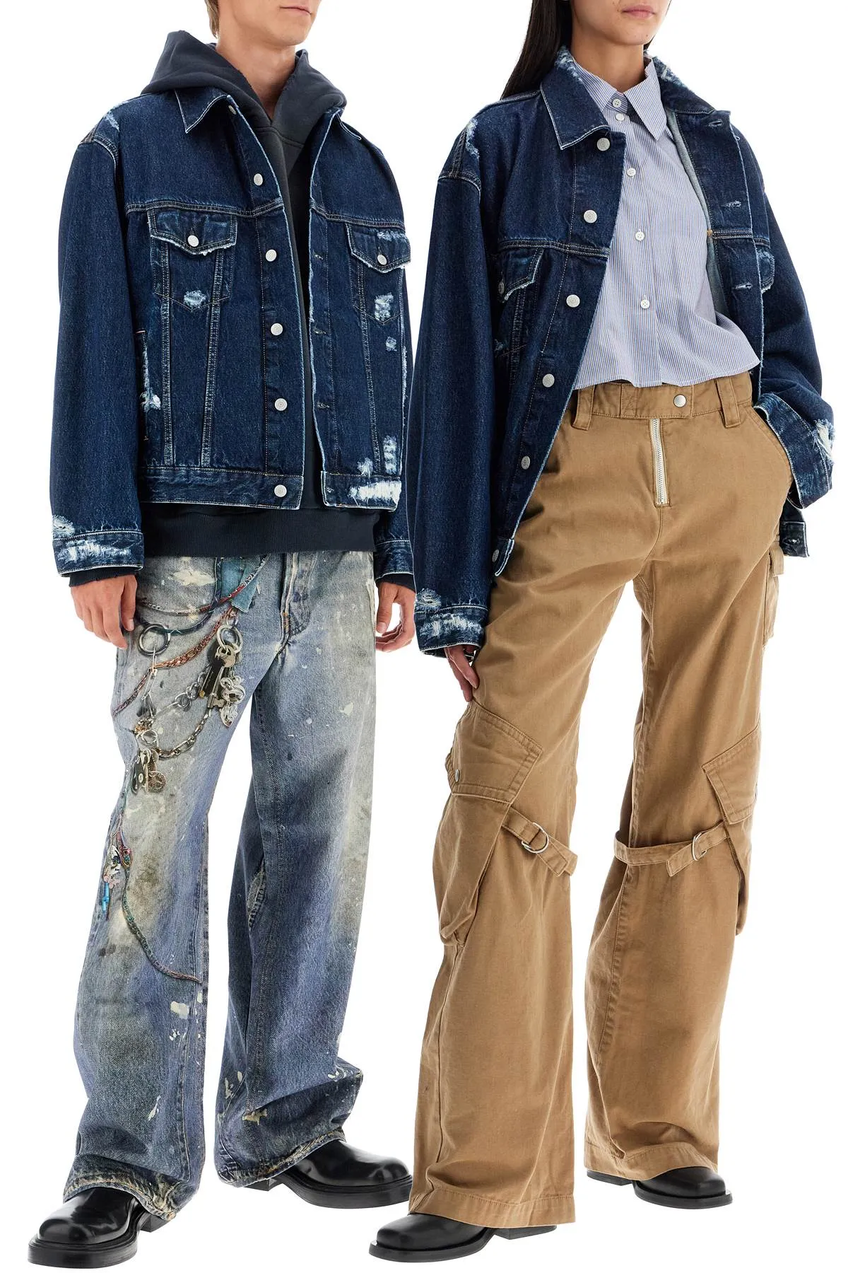 Acne Studios Giacca di jeans distrutta di grandi dimensioni