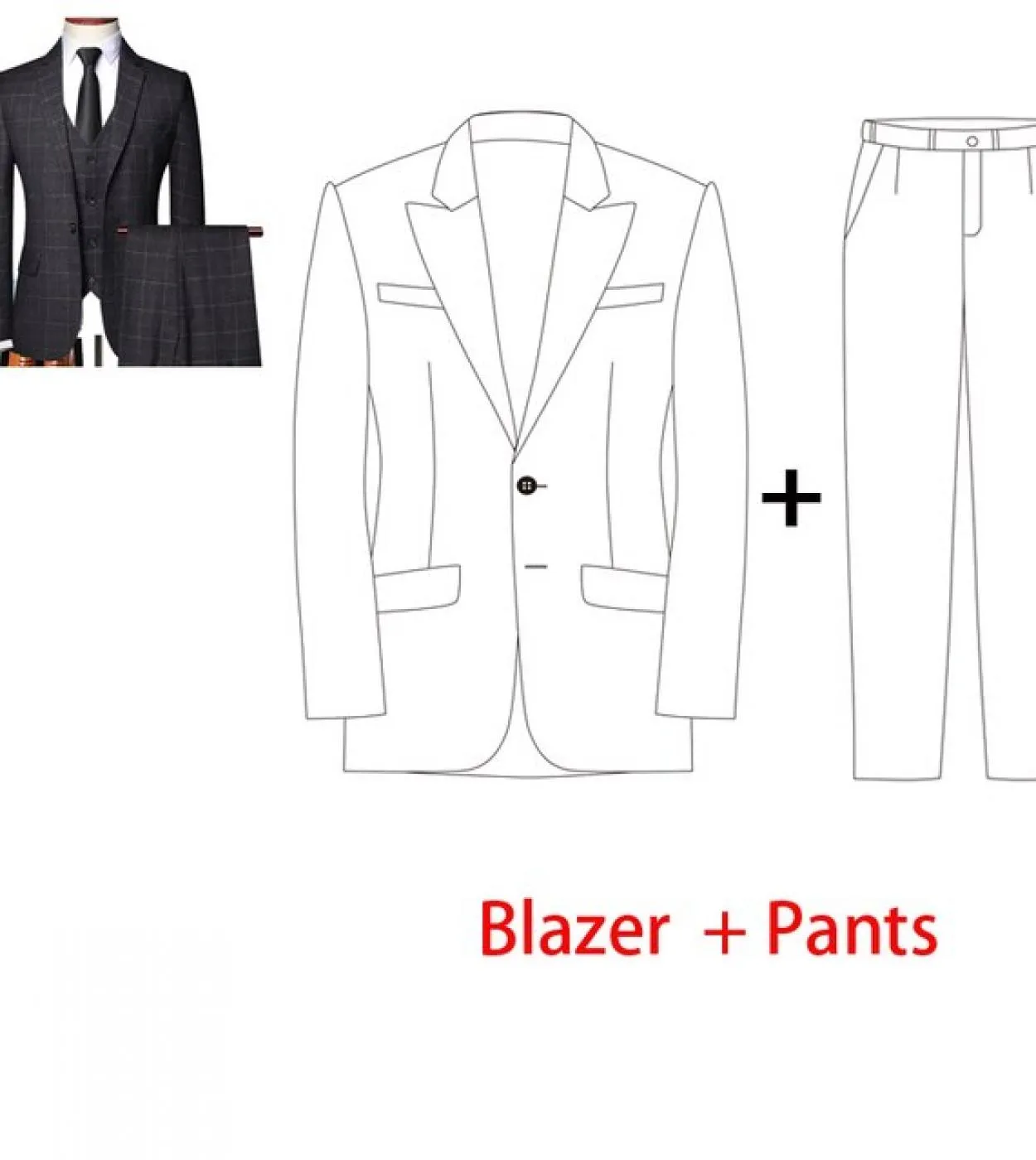 Blazer e pantaloni classici abiti da ufficio scozzesi da ufficio Abito a due pezzi e una giacca da sposo Abito da sposa Trous pe