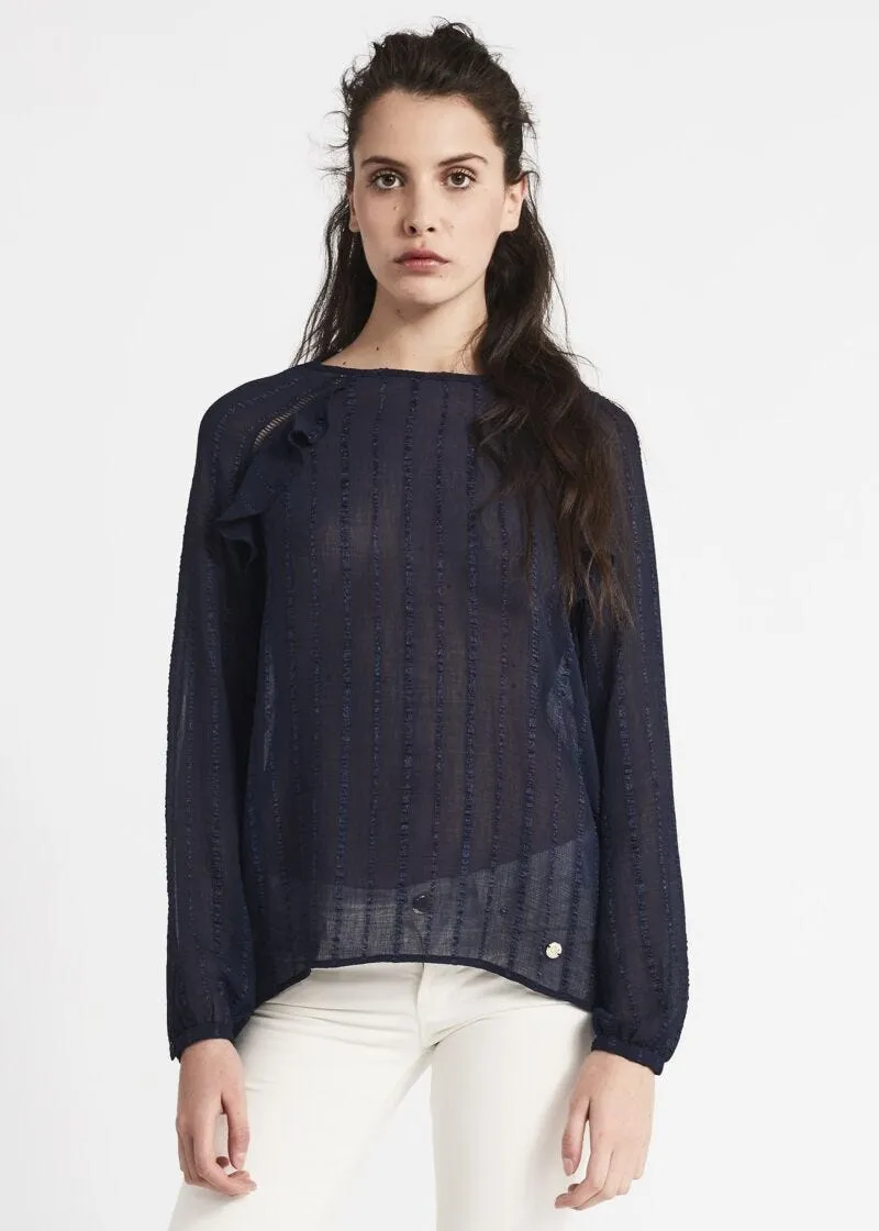 Blusa in chiffon jacquard