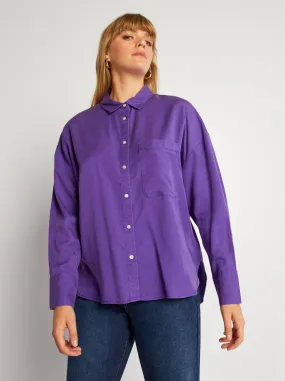 Camicia tinta unita a maniche lunghe - Viola