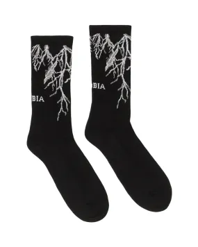 Phobia Black sock with gray lightning PHA00232 one size 