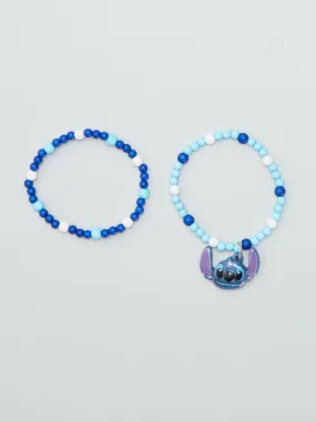 Set di 2 bracciali con perle 'Stitch' - BLU