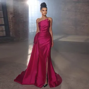 Sharon Said Elegante Sirena Lungo Fucsia Abiti Da Sera 2023 Arabo Gonna Overskirt Fessura del Lato Delle Donne di Cerimonia Nuzi