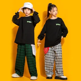 Tuta hip-hop per bambini Felpa a maniche lunghe allentata per ragazzi Abbigliamento hip-hop autunnale per ragazze Jazz Hip-hop P