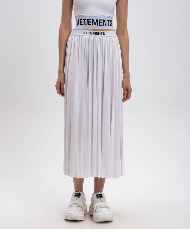 Vetements Gonna plissettata bianca con logo WA65SK101B